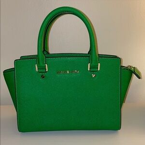 Michael Kors Green Satchel with Gold Hardware